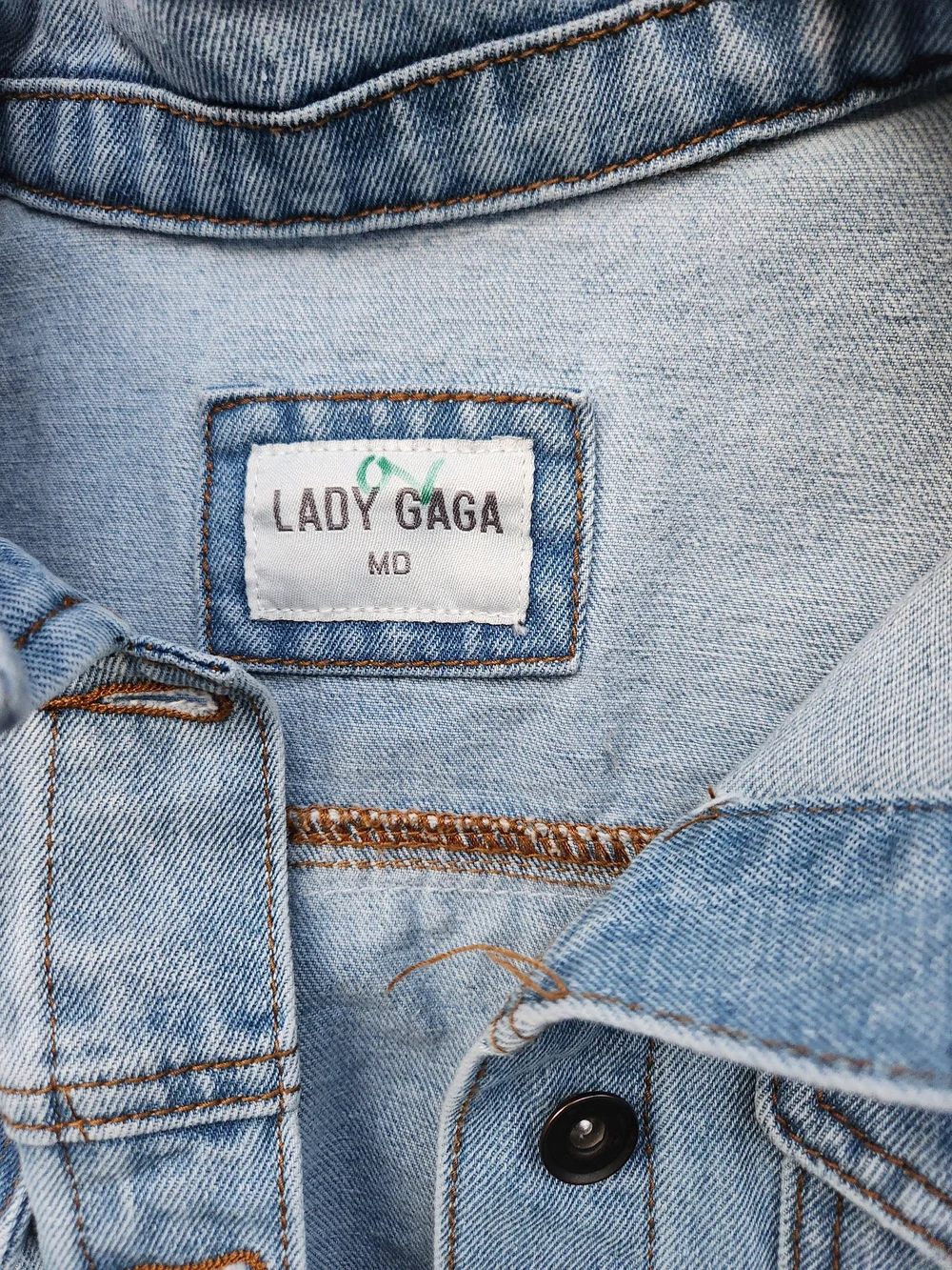 Lady Gaga Light Blue Denim Jean Jacket - GAGA Embroidered - Picture 4 of 8